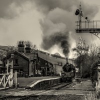 Buy canvas prints of 75078 at Oakworth Station New Years Day by David Oxtaby  ARPS