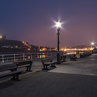 Buy canvas prints of Whitby Pier on a foggy evening by David Oxtaby  ARPS