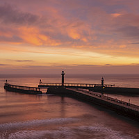 Buy canvas prints of Whitby Harbour sunrise by David Oxtaby  ARPS
