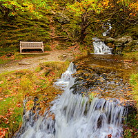 Buy canvas prints of Elan Valley Autumn Waterfall by Jonathan Smith