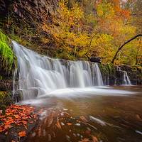 Buy canvas prints of Autumn Waterfall, Brecon Beacons, Wales by Jonathan Smith