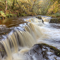 Buy canvas prints of Autumn Waterfall - Brecon Beacons - Wales by Jonathan Smith