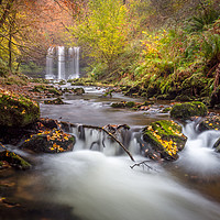 Buy canvas prints of Sgwd yr Eira Autumn Waterfall Wales by Jonathan Smith