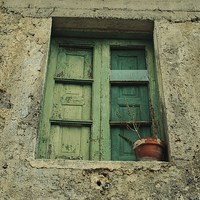 Buy canvas prints of  Old Rural Italian Window Shutter by Kerry Goddard
