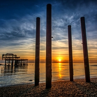 Buy canvas prints of  Sunset in Brighton by Mark Caplice