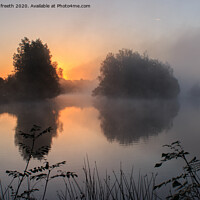 Buy canvas prints of Sunrise Cotswold water park by michael freeth