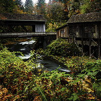 Buy canvas prints of The mill by the covered bridge by Hans Franchesco