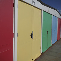 Buy canvas prints of Primary Beach Huts at Exmouth by Zena Clothier