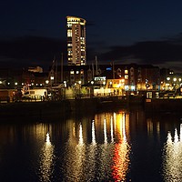 Buy canvas prints of Meridian Tower Swansea Marina by Damien Rosser