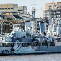 Buy canvas prints of  HMS Belfast moored on the River Thames by Colin Morgan