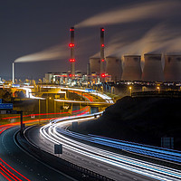 Buy canvas prints of Ferrybridge Power Station and the A1M at Night by Colin Morgan