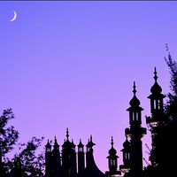 Buy canvas prints of  night time over Brighton pavilion  by kevin long