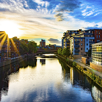 Buy canvas prints of  Sunrise over the river Aire by Neil Vary