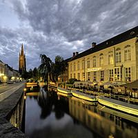 Buy canvas prints of Brugges waterways and canals at night by Graham Light