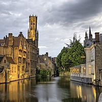 Buy canvas prints of Brugges canals and waterways at night by Graham Light