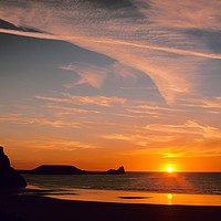 Buy canvas prints of Sunset over worms Head, Gower Peninsula, Rhossili, by Graham Light