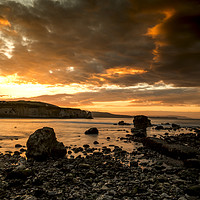 Buy canvas prints of Sunset over Freshwater Bay, Isle of Wight by Graham Light