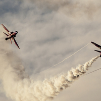 Buy canvas prints of  Red Arrows Synchro Pair by Sarah Gray