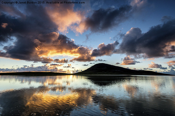  Sunset, Toe Head, Isle of Harris Picture Board by Janet Burdon