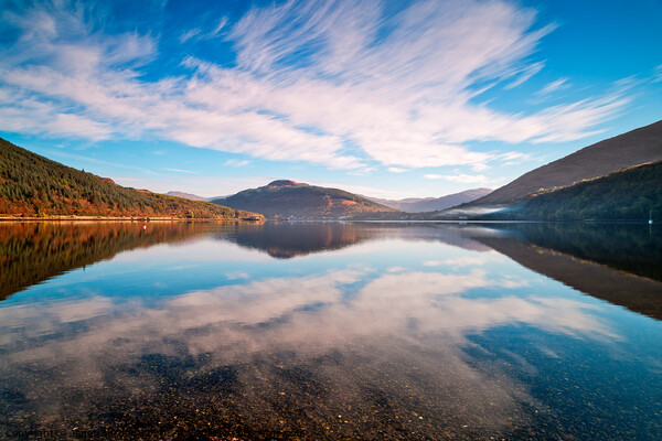 Autumn Reflection, Loch Long Picture Board by Janet Burdon