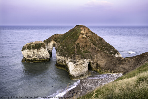 Sunset at High Stacks Arch, Flamborough Picture Board by Richard Burdon