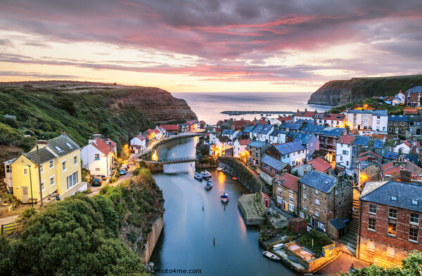 Staithes Sunrise Picture Board by Richard Burdon