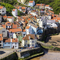 Buy canvas prints of Staithes Village From Penny Nab by Richard Burdon