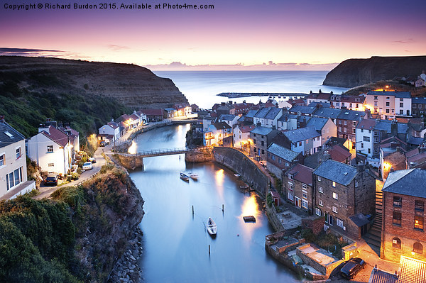 Twilight Glow, Staithes Picture Board by Richard Burdon