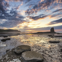 Buy canvas prints of  Summer Sunset at Saltwick bay by Richard Burdon
