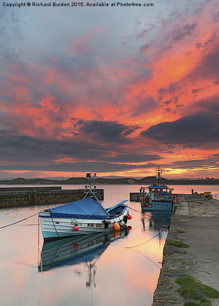  Beadnell Harbour Sunset Picture Board by Richard Burdon
