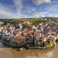 Buy canvas prints of  Staithes from Cow Bar Nab by Richard Burdon