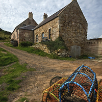 Buy canvas prints of  Fishermen's Cottages at Cove by Richard Burdon