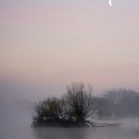 Buy canvas prints of Misty Sunrise at Castle Howard Great Lake by Richard Burdon