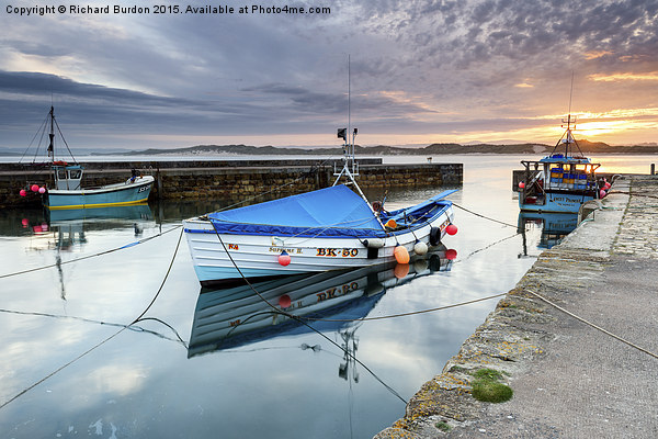  Beadnel Harbour Sunset Picture Board by Richard Burdon
