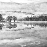 Buy canvas prints of  Misty Morning Ledard Point, Loch Ard by Richard Burdon