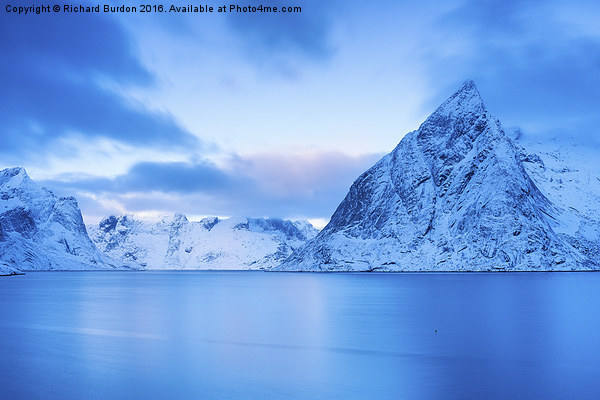  Cool Blue Dawn over Mount Olstind Picture Board by Richard Burdon