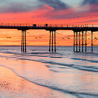 Buy canvas prints of Saltburn Pier Sunset by Richard Burdon