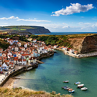 Buy canvas prints of Staithes From Penny Nab by Richard Burdon