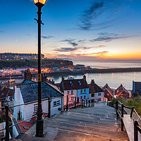 Buy canvas prints of A Mid Summer Sunset Over The 199 Steps by Richard Burdon