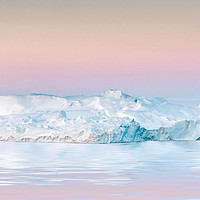 Buy canvas prints of Pastel Dawn Over the Kangia Icefjord in Greenland by Richard Burdon
