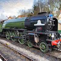 Buy canvas prints of The Tornado Arriving In Pickering Station by Richard Burdon