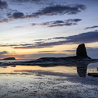 Buy canvas prints of Summer Sunset at Saltwick Bay by Richard Burdon