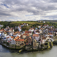 Buy canvas prints of Staithes From Cow Bar Nab by Richard Burdon