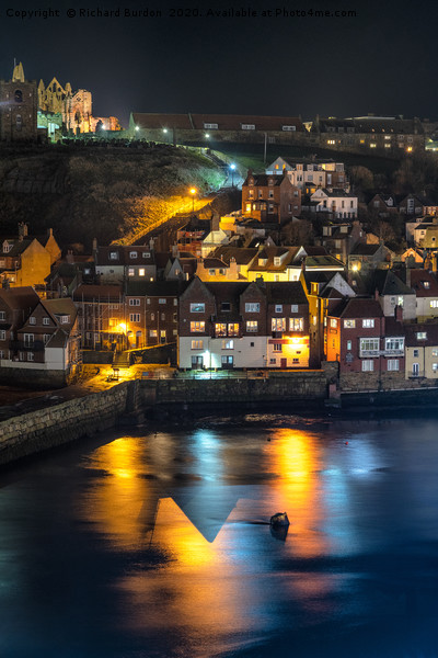 Whitby Harbour Reflections Picture Board by Richard Burdon