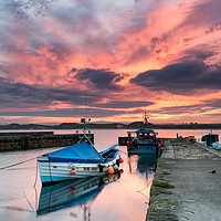 Buy canvas prints of Sunset at Beadnel harbour by Richard Burdon