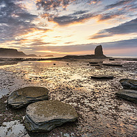 Buy canvas prints of Summer Sunset, Saltwick Bay by Richard Burdon