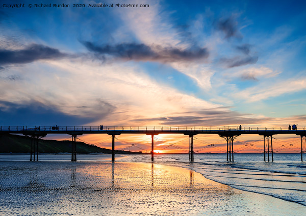 Saltburn Pier Sunset Picture Board by Richard Burdon