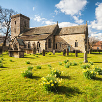 Buy canvas prints of Hovingham Church In Spring by Richard Burdon