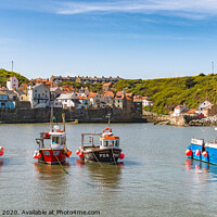 Buy canvas prints of Fishing Cobles in Staithes harbour by Richard Burdon
