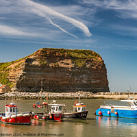 Buy canvas prints of Fishing Cobles in Staithes harbour by Richard Burdon